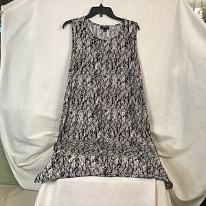 New Alfani Black Printed Sleeveless Scoop Neck Knee length Shift Wear Dress Sz10